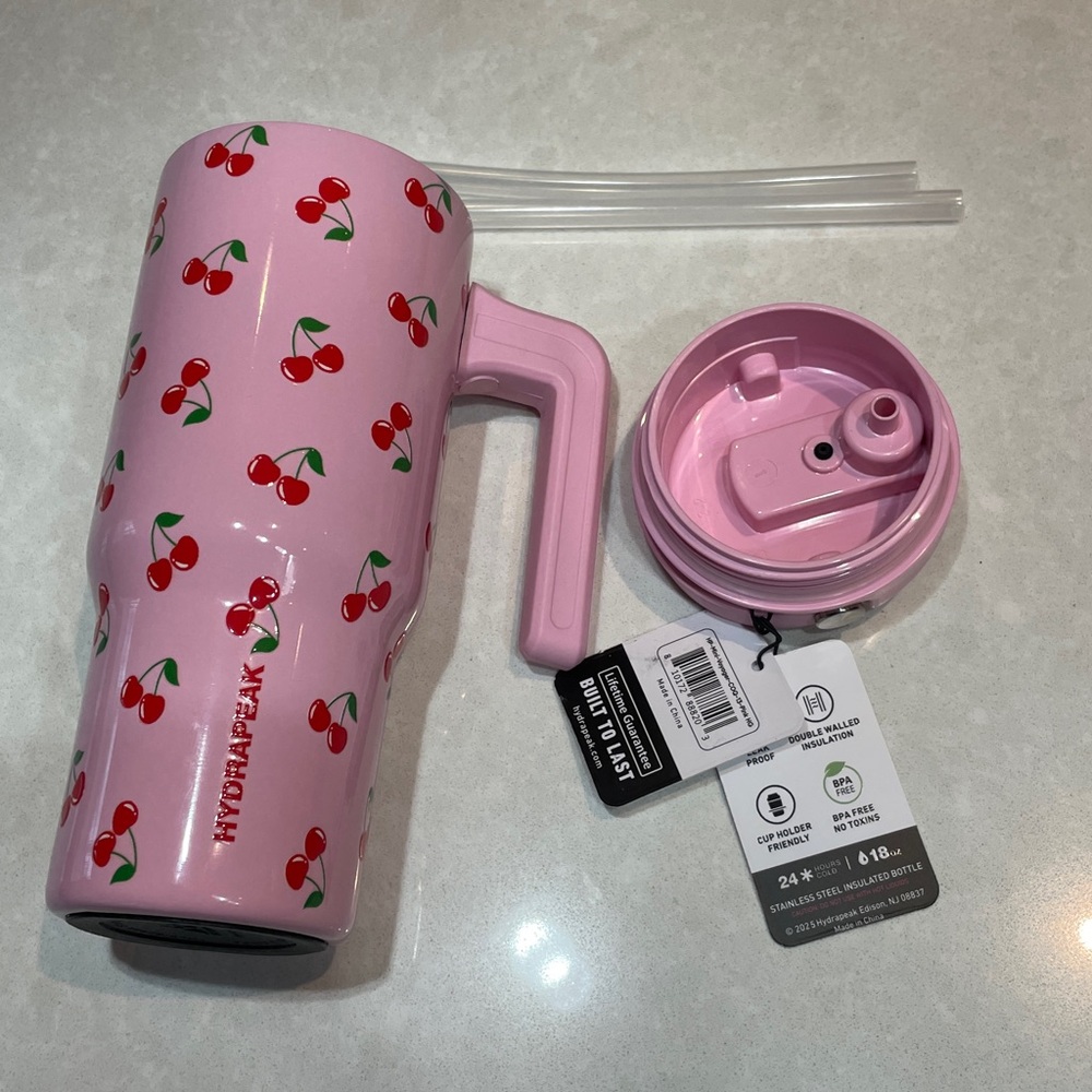 New Hydrapeak Voyager 18oz Tumbler Handle Stainless Steel bottle cherry & pink⭐️ - Picture 14 of 17